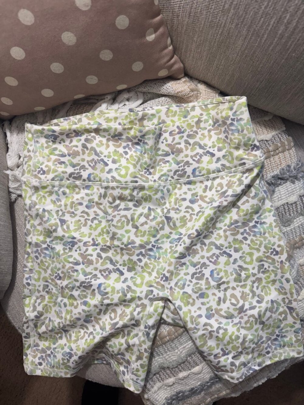 Fabletics Green Leopard Bike Shorts